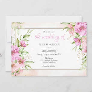 Convite para Casamento de Blossomas desenhados à m