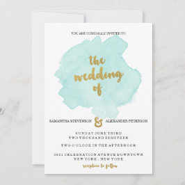 Convite para Casamento de Blush Dourado e Teal