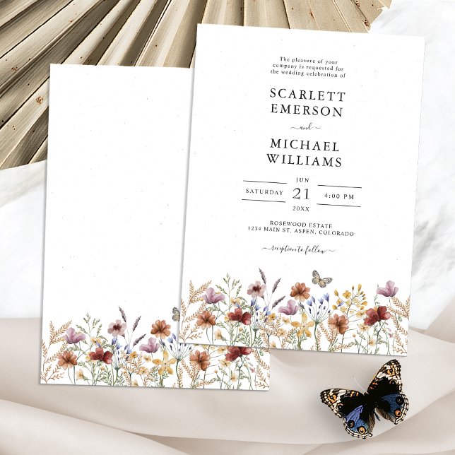Convite para Casamento de Boho Branco (White Floral Boho Wedding Invitation with Butterfly by Painted Paperie
)