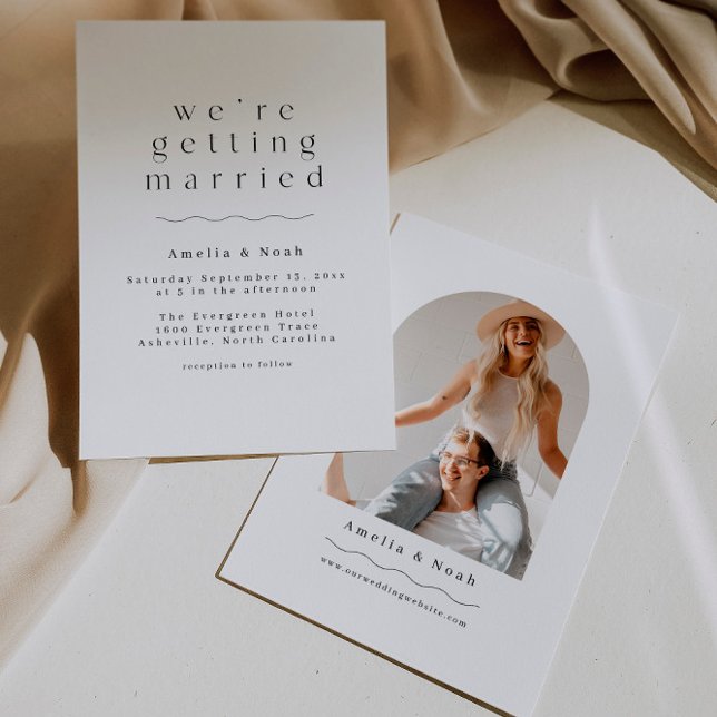 Convite para Casamento de Boho com Foto em Arch Si (Criador carregado)