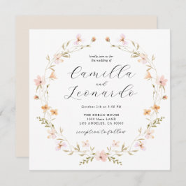 Convite para Casamento de Bóho de Flor Selvagem