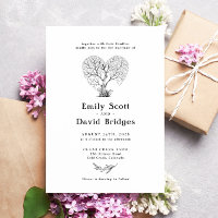 Convite para Casamento de Boho do Coração da Árvor