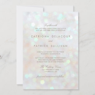 Convite Para Casamento De Bokeh De Glitter Branco