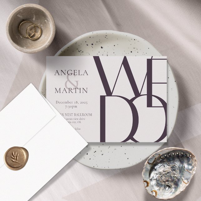 Convite para Casamento de Bold EggPlant Minimalist (Criador carregado)