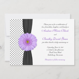 Convite para Casamento de Bolinhas de Gerber Daisy