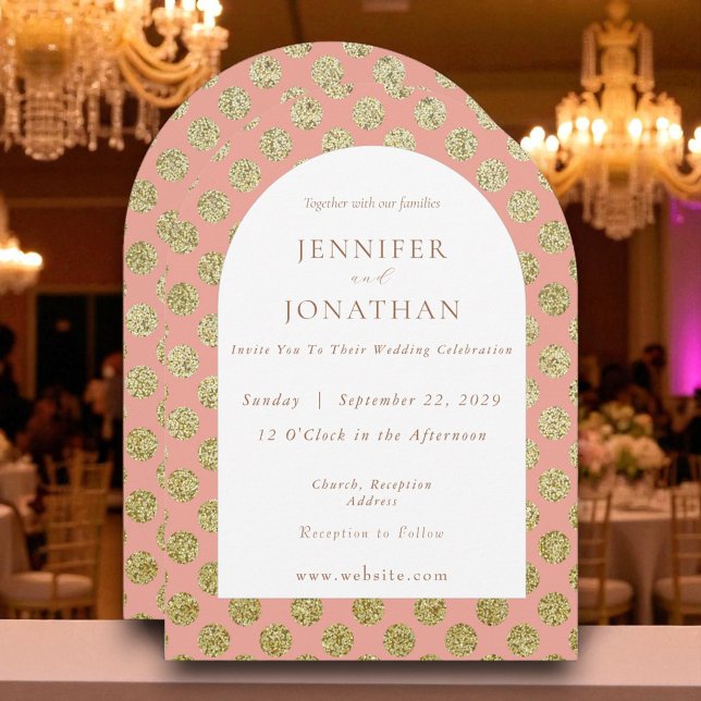 Convite para Casamento de Bolinhas Douradas no out (Criador carregado)