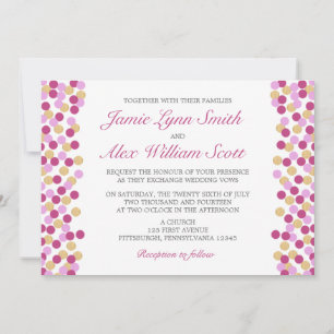 Convite para Casamento de Bolinhas Roxo e Dourado