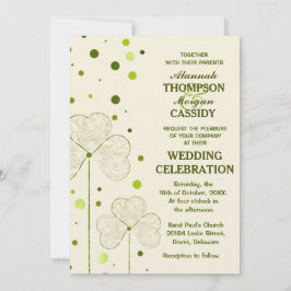 Convite para Casamento de Bolinhas Shamrock