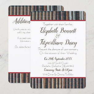 Convite para Casamento de Bookcase Vintage