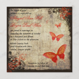 Convite Para Casamento De Borboleta Red Vintage
