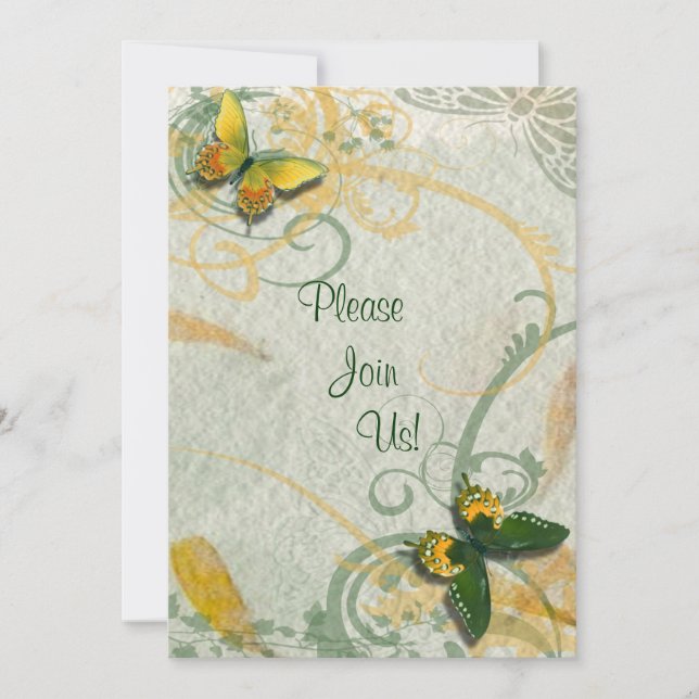 Convite Para Casamento De Borboletas (Frente)