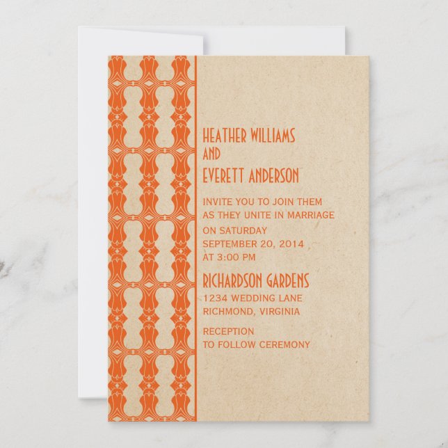 Convite para Casamento de Borda Deco de Arte Laran (Frente)
