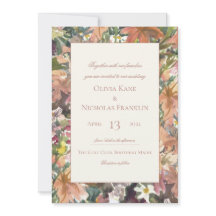Convite para Casamento de Borda Floral Watercolor