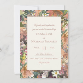 Convite para Casamento de Borda Floral Watercolor