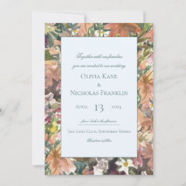 Convite para Casamento de Borda Floral Watercolor