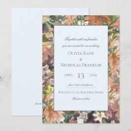 Convite para Casamento de Borda Floral Watercolor