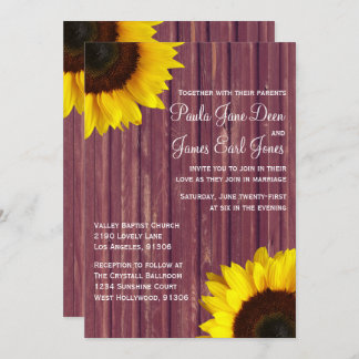 Convite Para Casamento De Borgonha E Girassol