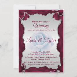 Convite para Casamento de Borgonha e Prata