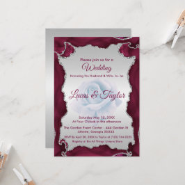 Convite para Casamento de Borgonha e Prata
