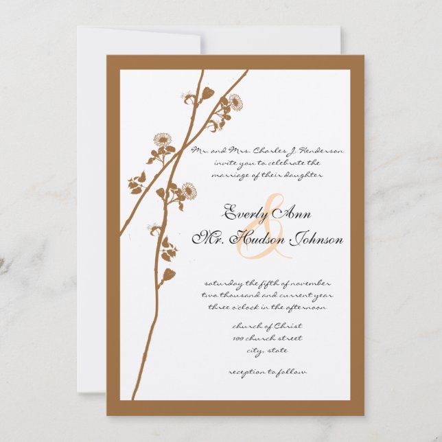 Convite para Casamento de Branqueamento de Flores  (Frente)