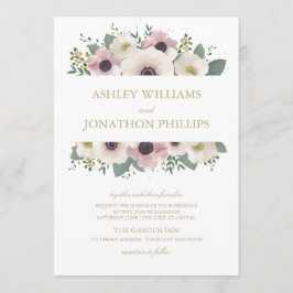 Convite para Casamento de Buquê Anemone de Blush P