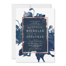 Convite para Casamento de Buquê Dourado Rosa marin