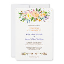 Convite para Casamento de Buquê Floral Peach