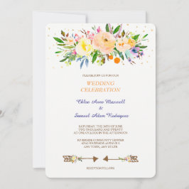 Convite para Casamento de Buquê Floral Peach