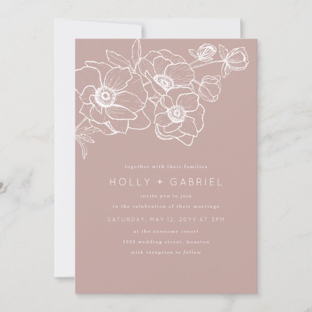 Convite para Casamento de Buquês Anemone (Frente)