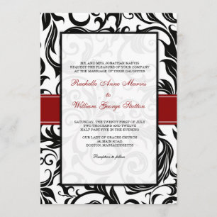 Convite Para Casamento De Burgundy Swirl