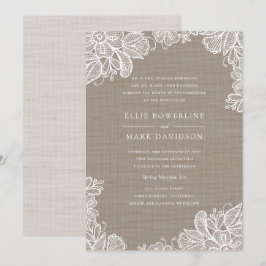 Convite para Casamento de Burlap e Lace