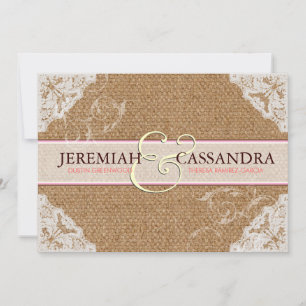 Convite para Casamento de Burlap & White Lace