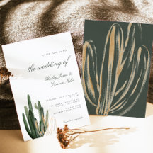 Convite para Casamento de Cactus Moderno