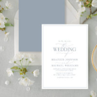 Convite para Casamento de Caligrafia Azul Moderno