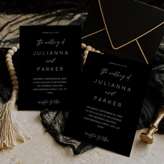 Convite para Casamento de Caligrafia MOD Negra (Criador carregado)