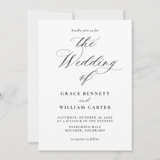 Convite para Casamento de Caligrafia Moderna Elega