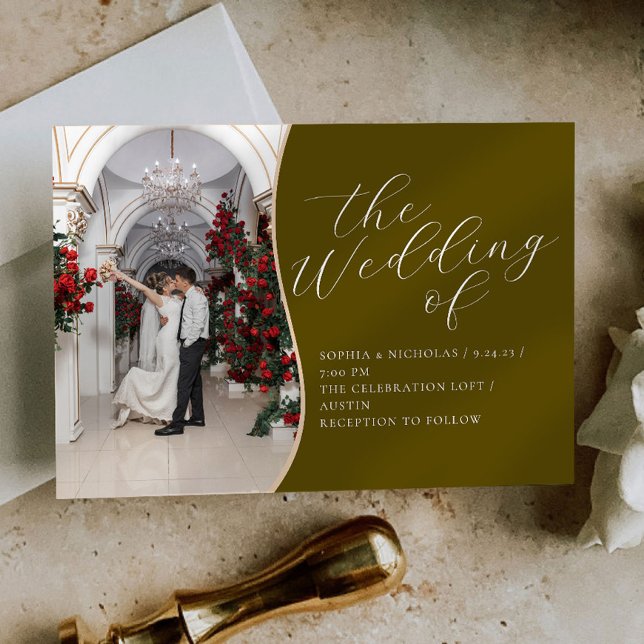 Convite Para Casamento De Caligrafia Oleícola (Criador carregado)