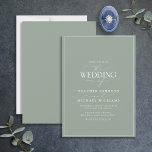 Convite para Casamento de Caligrafia Verde Moderna<br><div class="desc">Trendy, elegante e moderno, este simples e minimalista design de casamento de tipografia branca e verde-sábio apresenta 'O Casamento de' em caligrafia moderna e texto Serif como a principal reportagem de design, e é baseado no nosso convite de chá de panela mais vendido. A parte traseira da placa apresenta uma...</div>