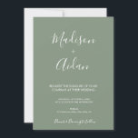 Convite para Casamento de Caligrafia Verde Sage<br><div class="desc">Convite para Casamento de Caligrafia Verde Sage. Este belo convite é perfeito para o casamento minimalista.</div>