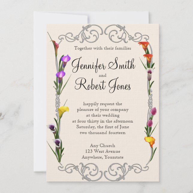 Convite Para Casamento De Calla Lily Posh Ocidenta (Frente)