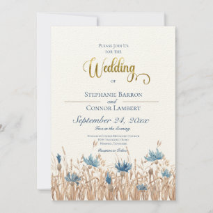 Convite para Casamento de Campo de Cornflower e Tr