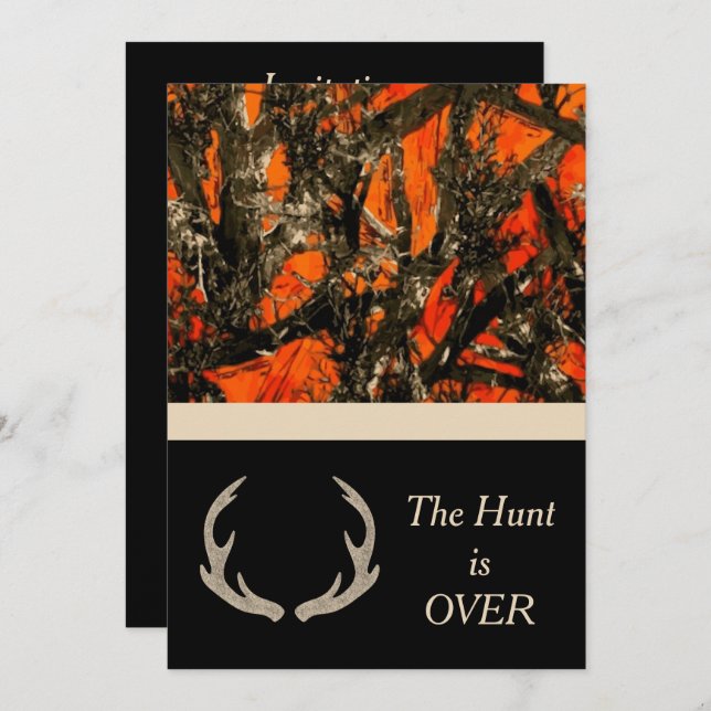 Convite para casamento de camuflagem com cornos de (Frente/Verso)