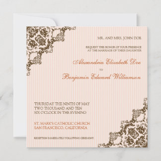 Convite para casamento de cantos de Damask