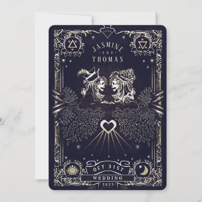 Convite para casamento de cartas de tarot (Frente)