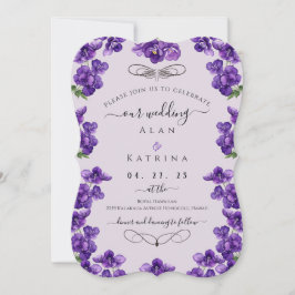 Convite para casamento de cartas planas violetas r