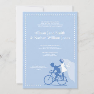 Convite para Casamento de Casais de Bicicleta Azul