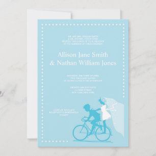 Convite para Casamento de Casais de Bicicleta Azul