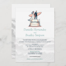 Convite para casamento de Casais surfs