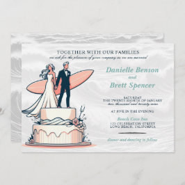 Convite para casamento de Casais surfs