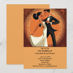 convite para casamento de casal dançante na moda